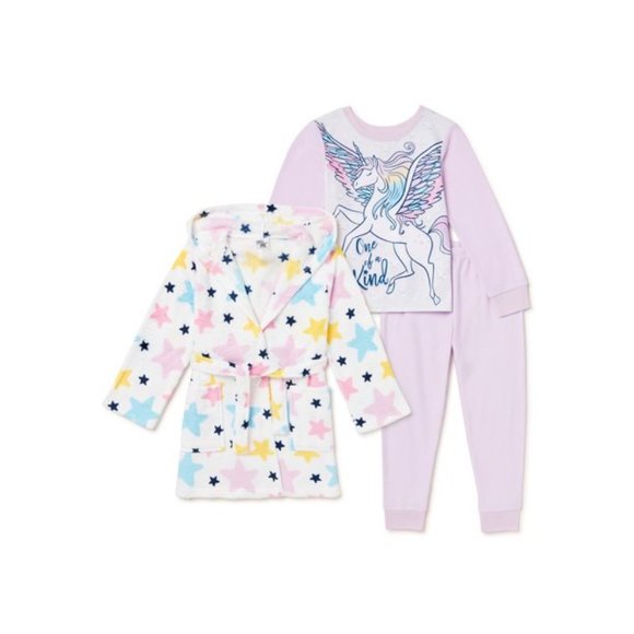 New Girls robe pajamas set Size 6 PJs Valentines Day Gift Unicorn Rainbow - Picture 4 of 10